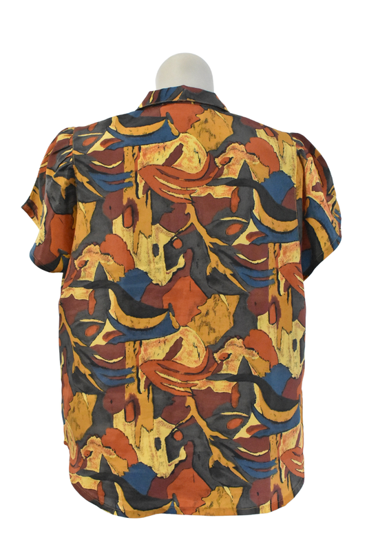 1980's/90's Groovy retro button up top, S