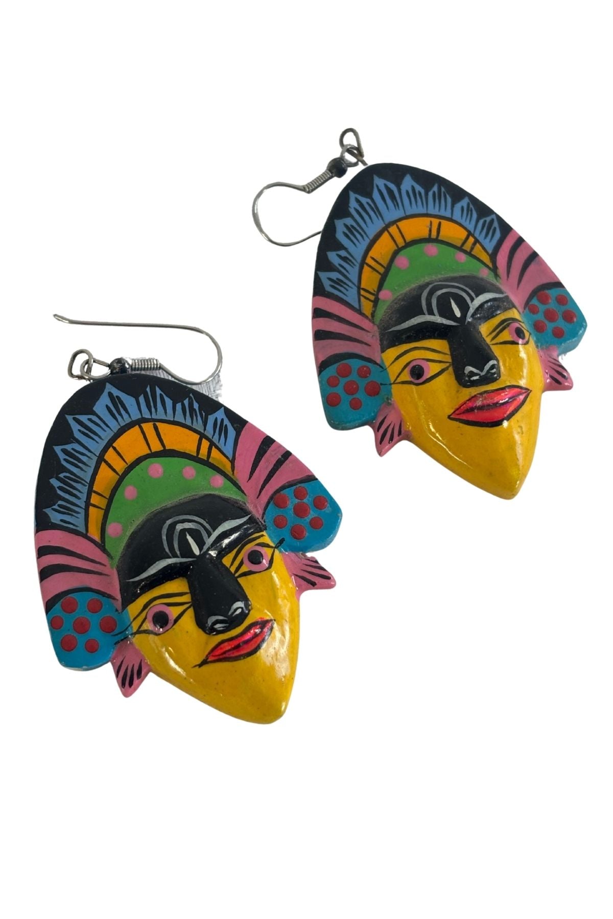 Vintage tribal mask earrings