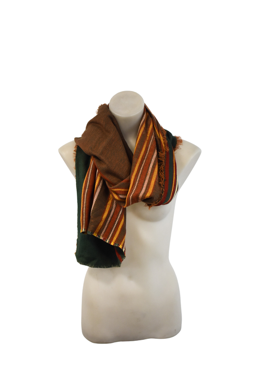 Vintage rustic striped wool scarf