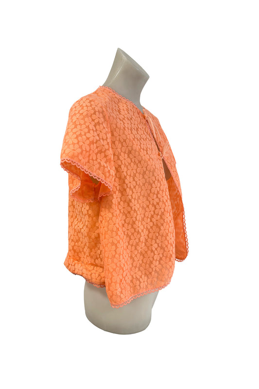 Vintage coral lace tie top, S