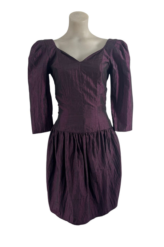 1990's Purple prom drop waist midi dress, S