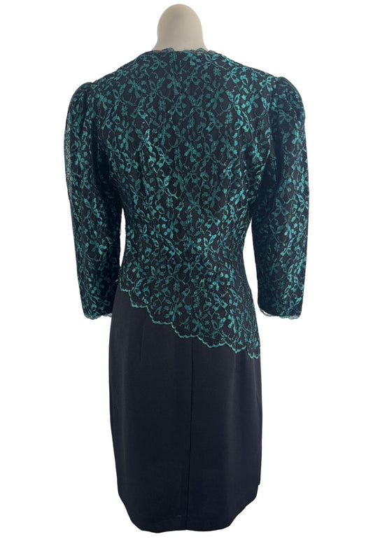 1990's Blue lace midi dress, S/M