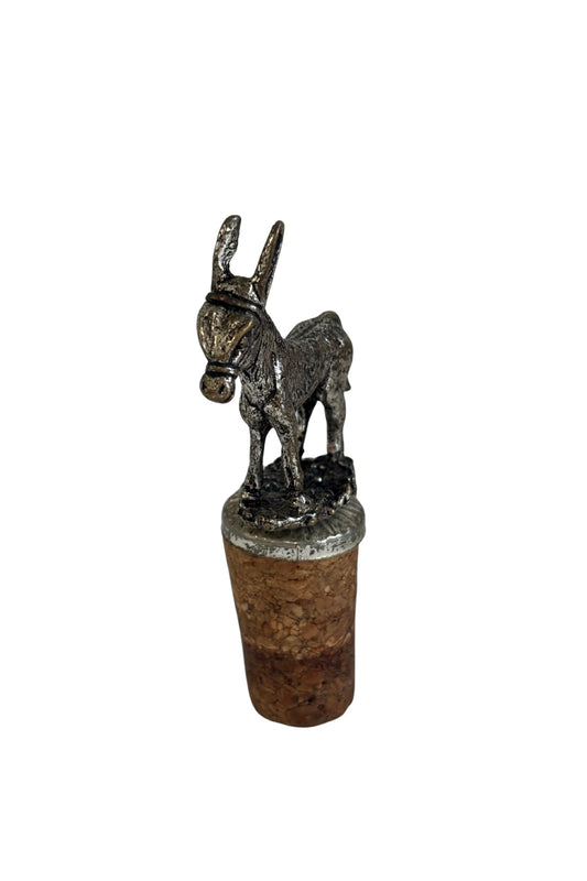 Pewter + cork donkey bottle stopper