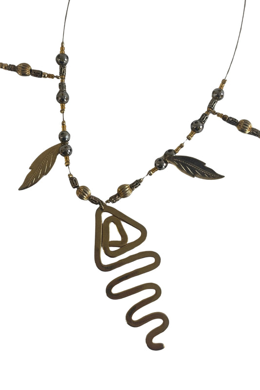 Funky bohemian golden necklace