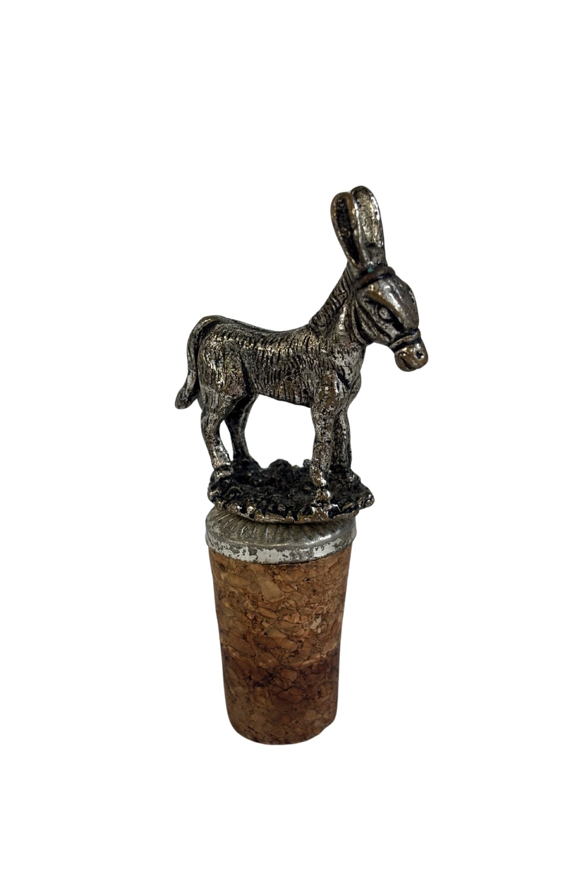 Pewter + cork donkey bottle stopper