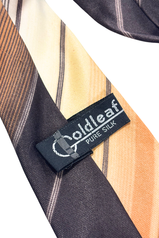 Goldleaf pure silk brown striped tie