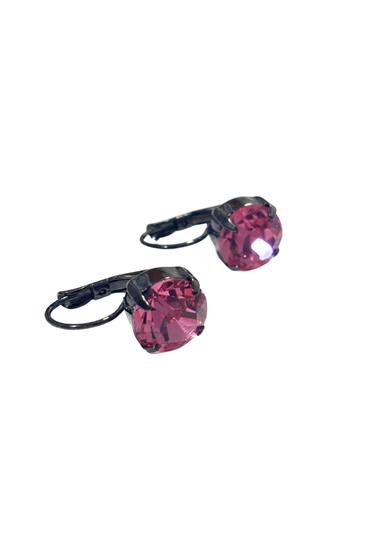 Glitzy pink clip on earrings