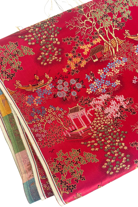 Beautiful red oriental satin fabric