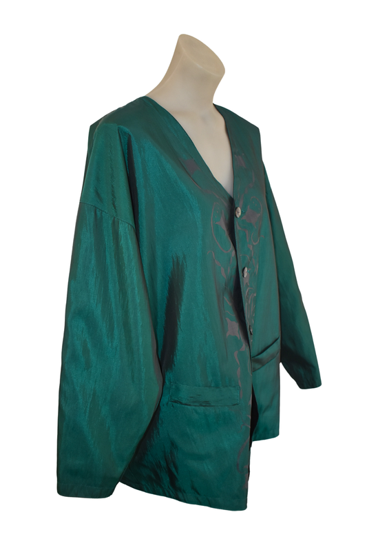 Vintage blue iridescent oversized blazer, L