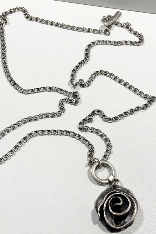 Long chain rose necklace