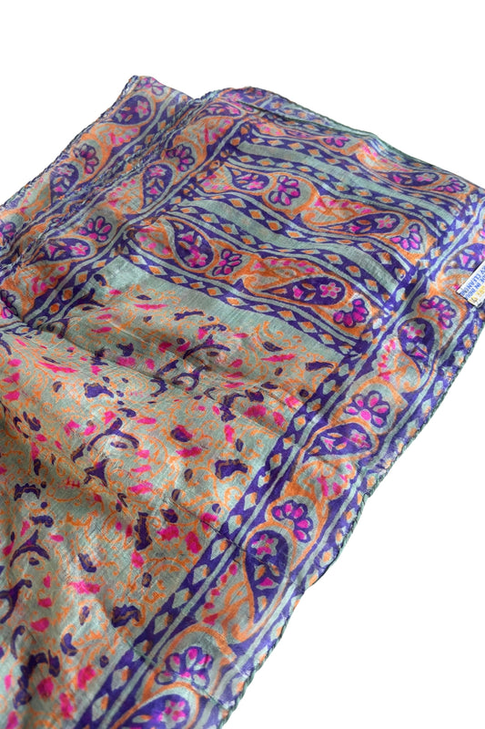 Delicate pink + orange silk scarf