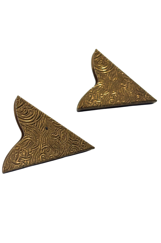 Vintage golden brass fancy western shirt collar tips