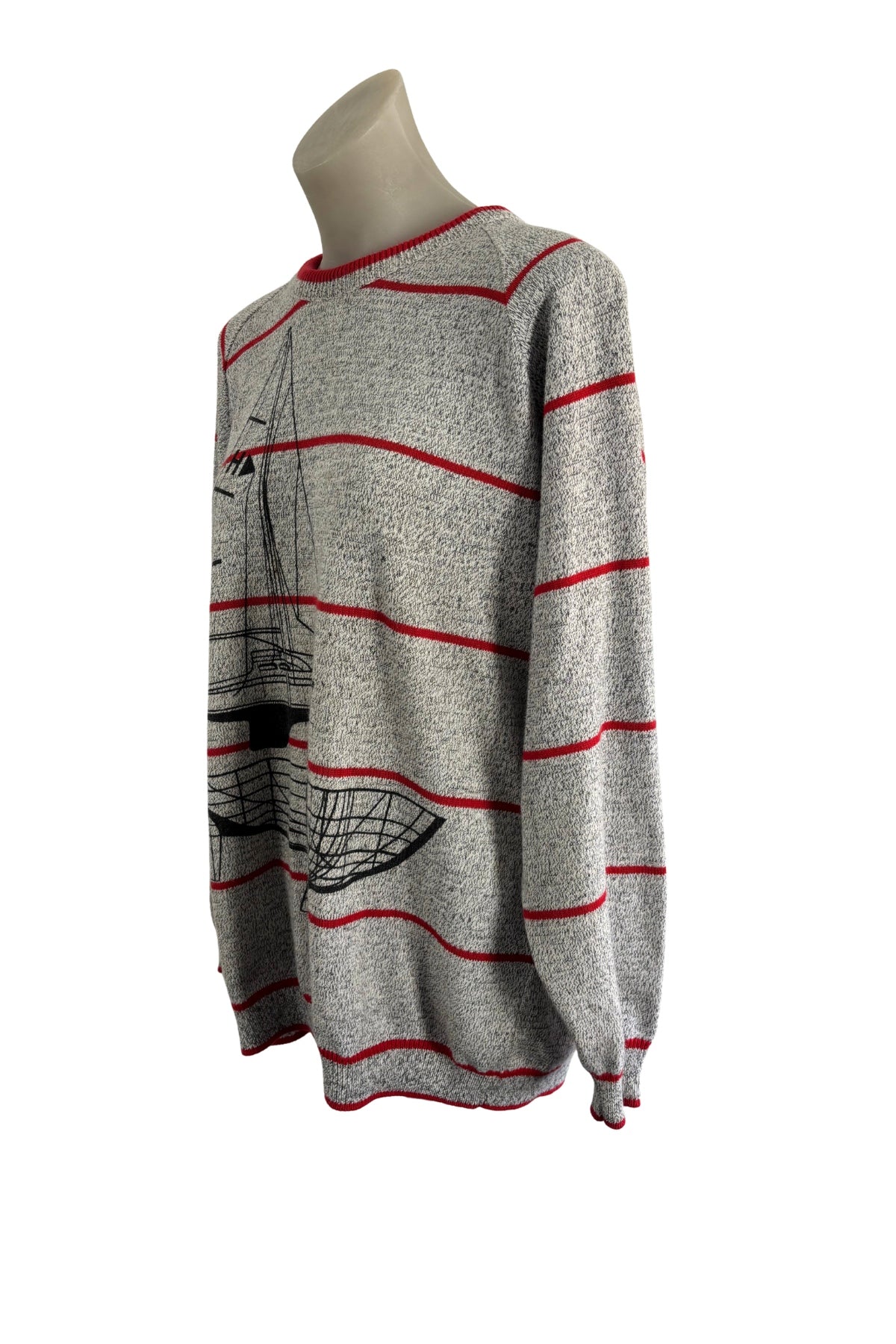 NZ made Cerano knitwear by Famarine sailboat knit jumper, M