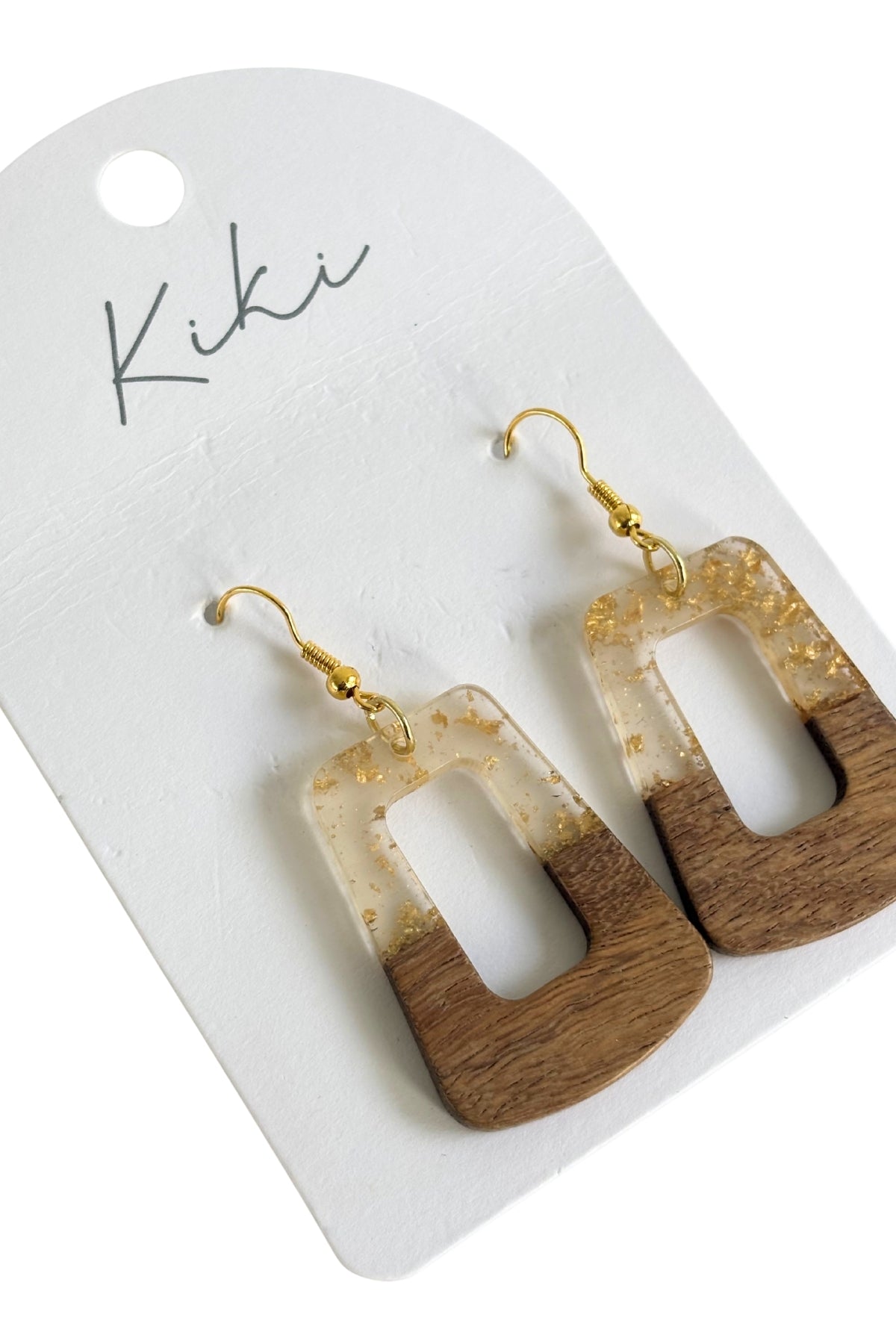 Kiki gold wood loop earrings