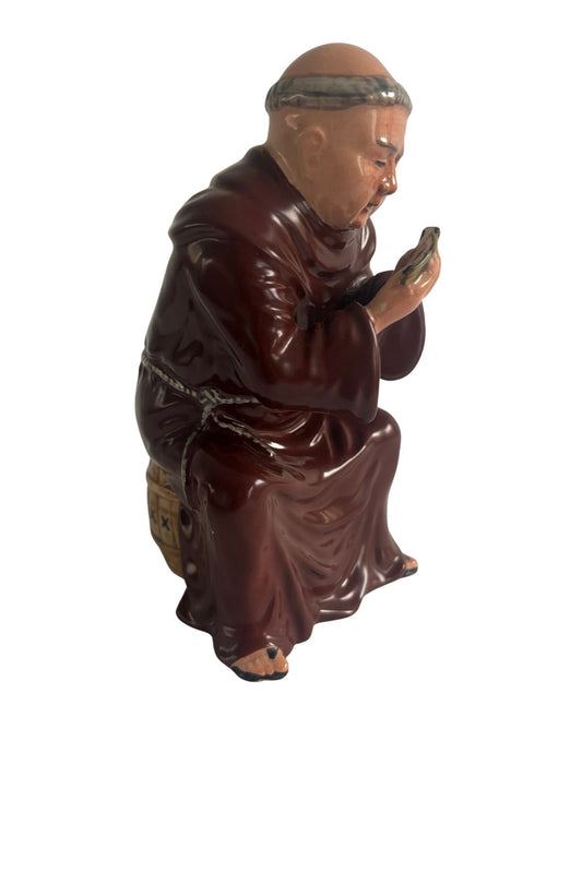 Antique Monk playing cards figurine