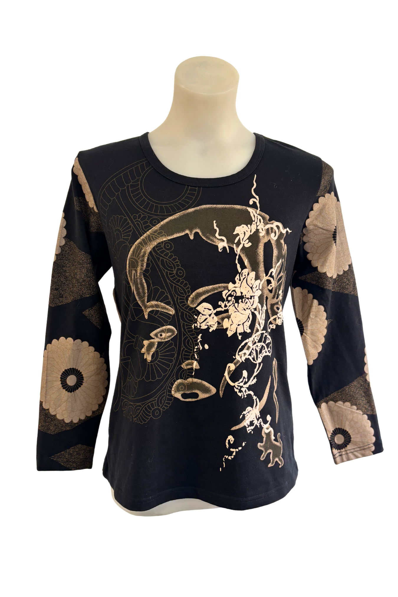 Black Plum screen printed blouse, M