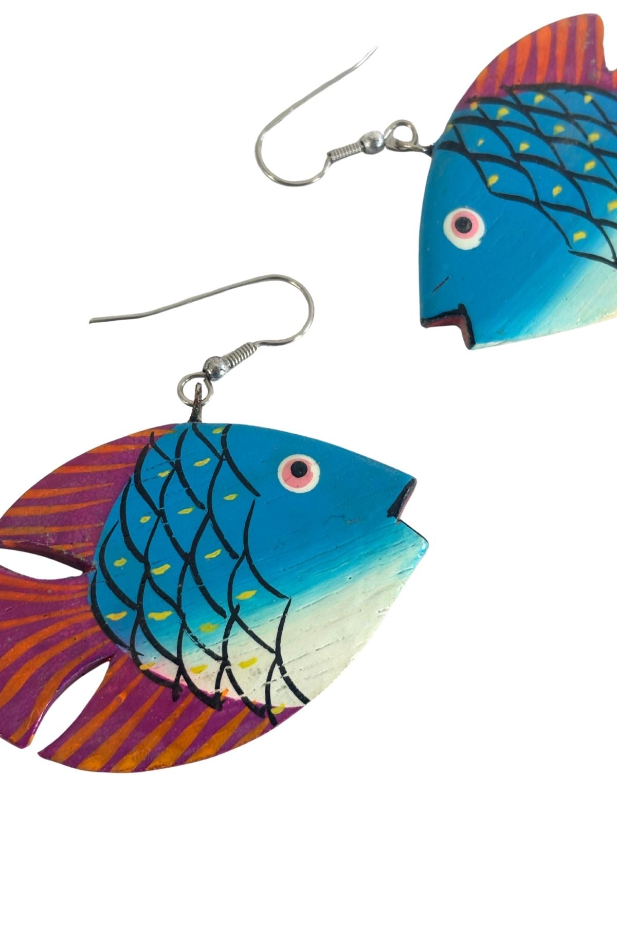 Vintage fish earrings blue + purple