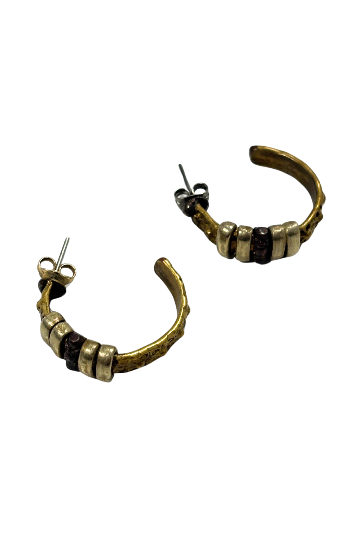 Textured multi-toned half hoop earrings