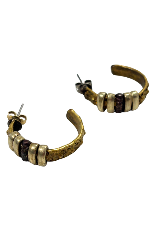 Textured multi-toned half hoop earrings