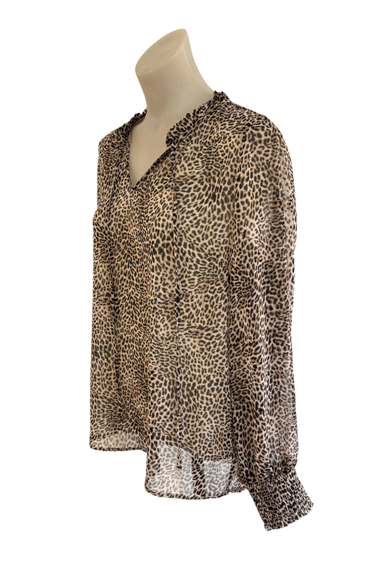Oliver Black Leopard print lightweight mesh blouse, 12