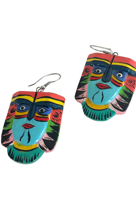 Vintage tribal mask earrings