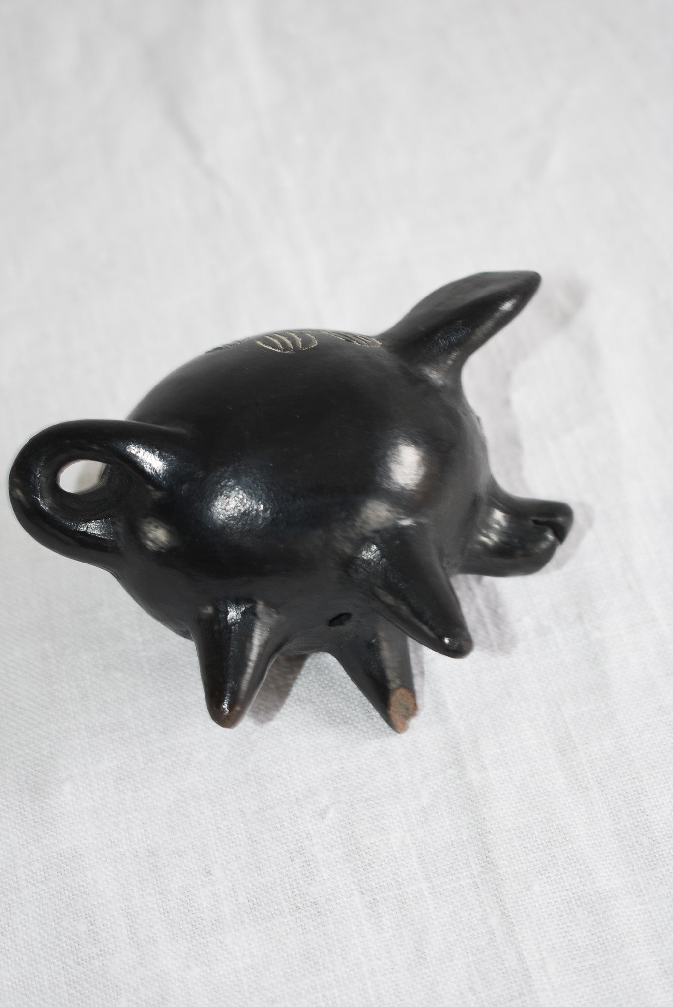 Black clay Quinchamali Chilean folk art piggy