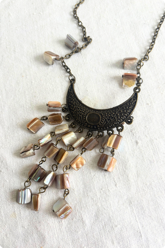 Bronzy half moon shell necklace