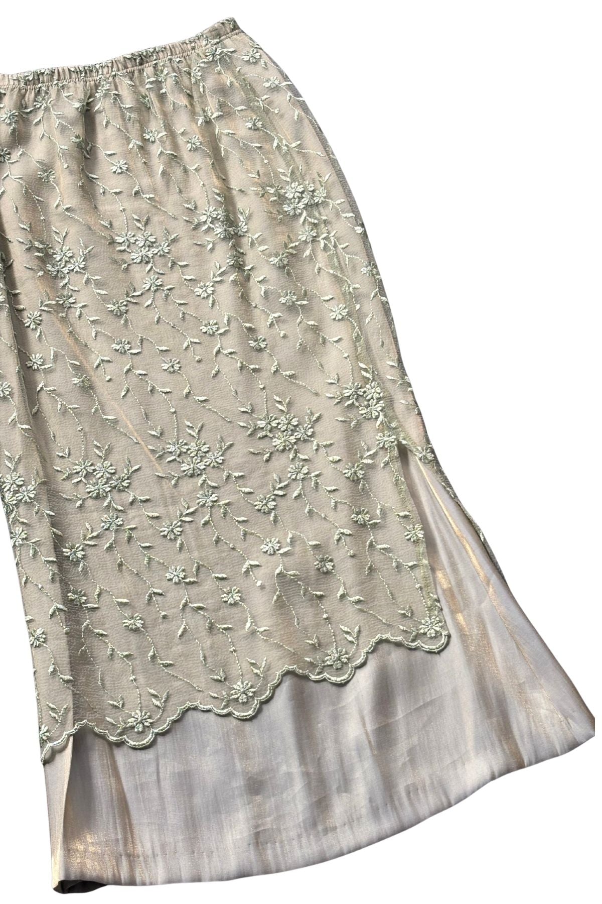 Cashews NZ made sage green mesh lace skirt, 12