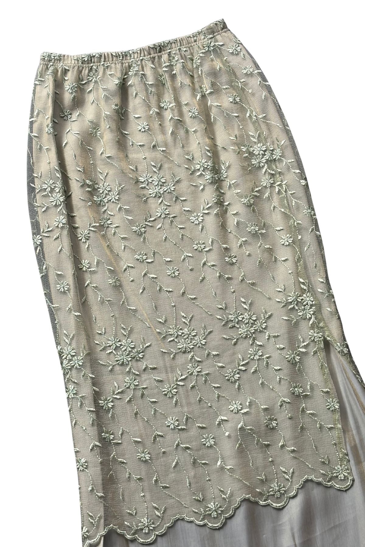 Cashews NZ made sage green mesh lace skirt, 12