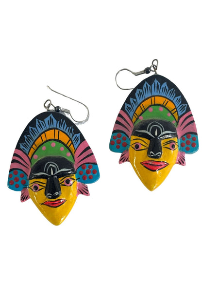 Vintage tribal mask earrings