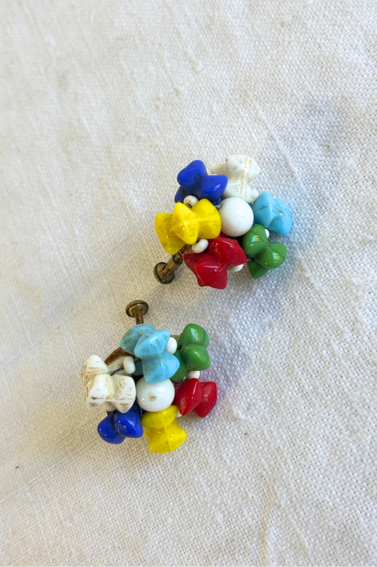 Vintage glass screw on earrings