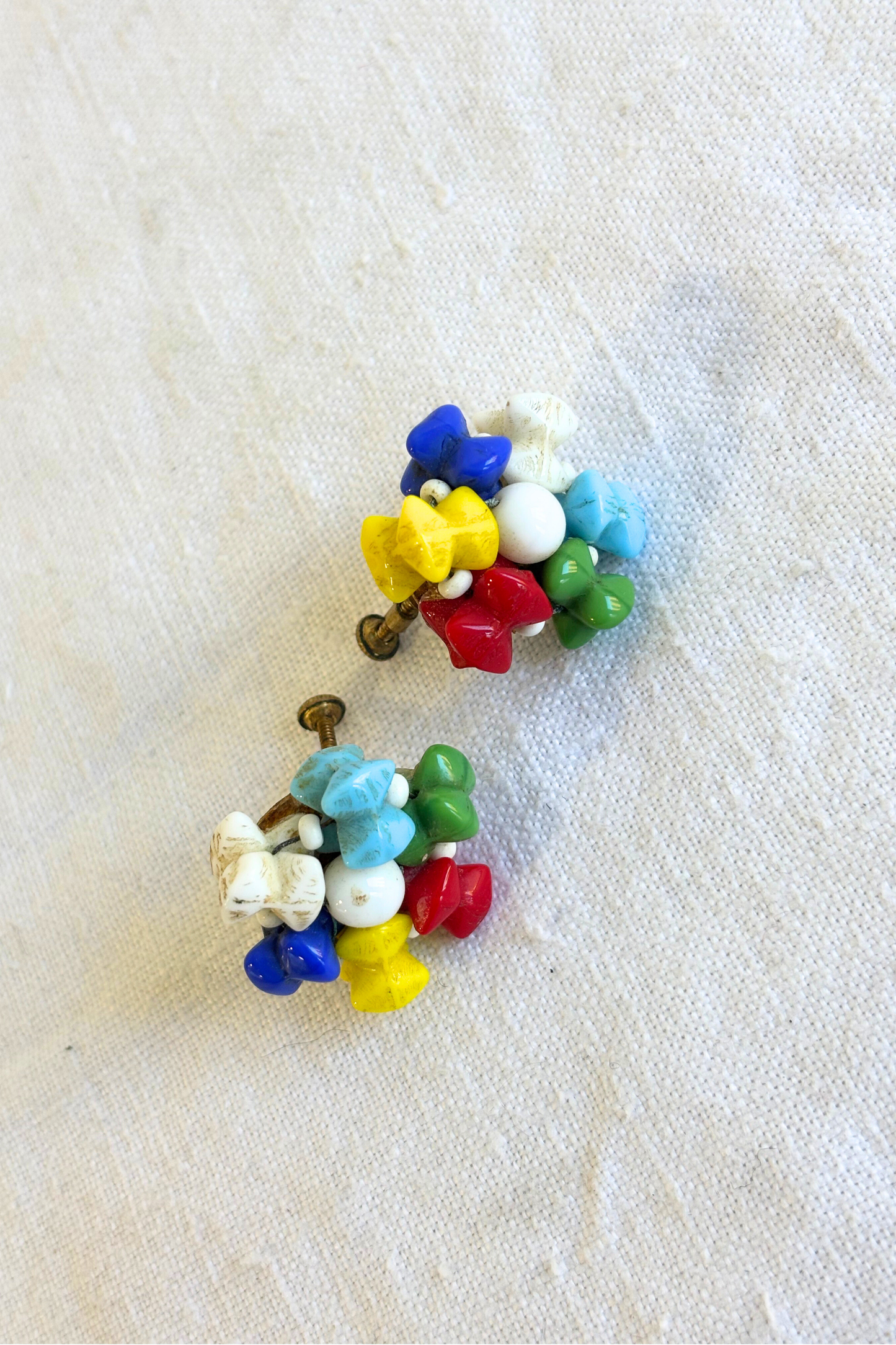 Vintage glass screw on earrings
