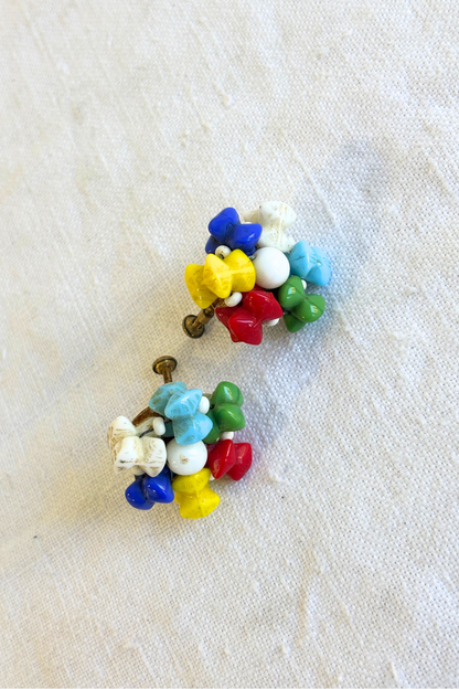 Vintage glass screw on earrings