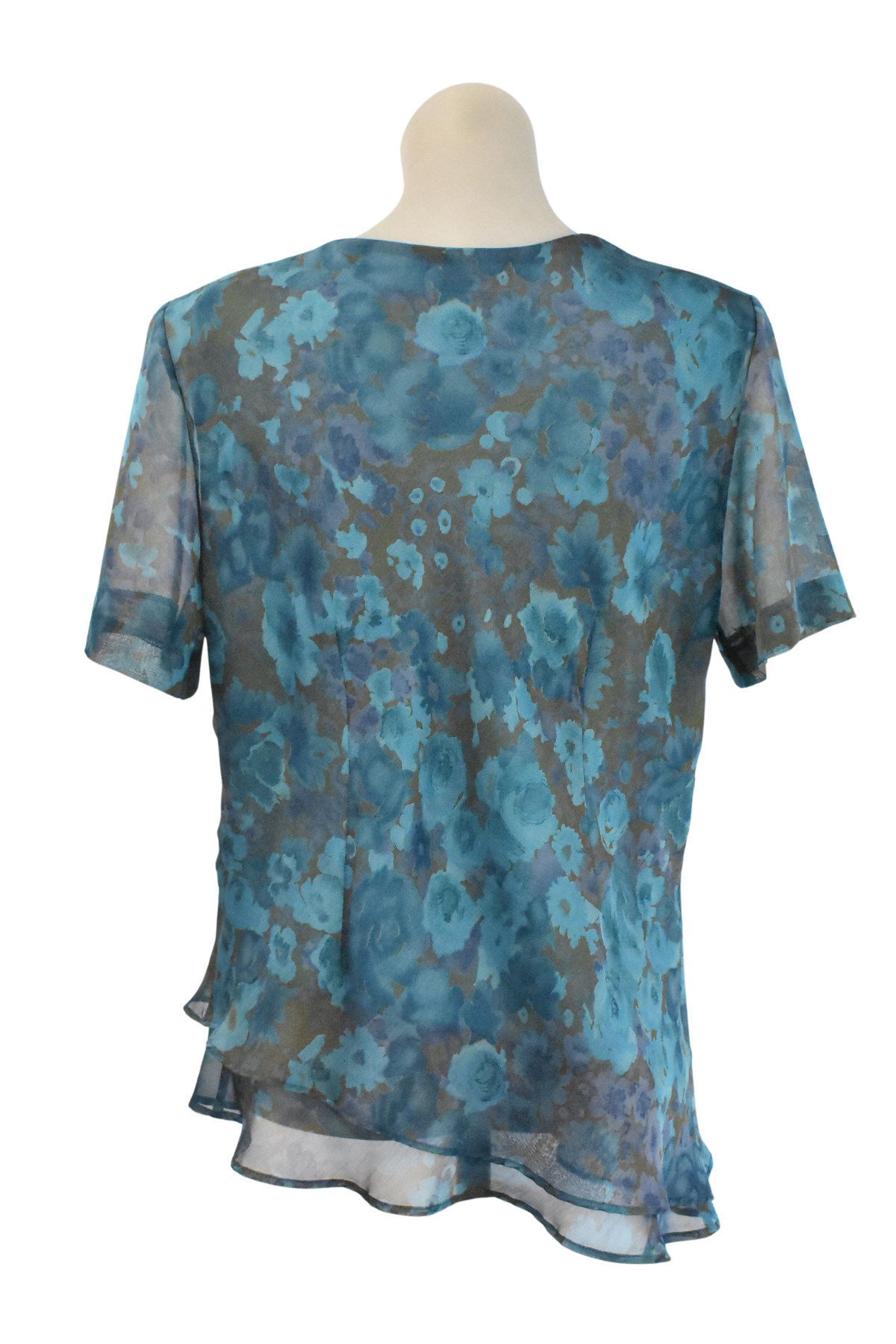 Classique "Collections" blue oil painted flowers blouse, 16
