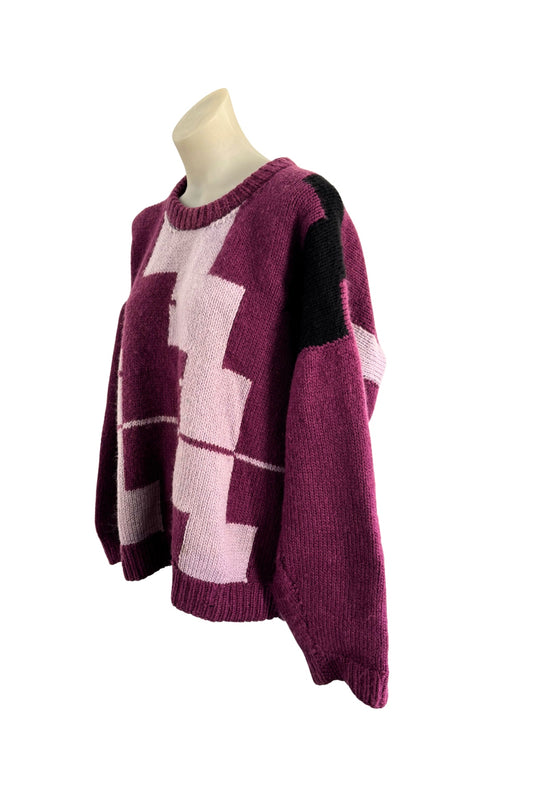Vintage purple chunky knit jumper, L