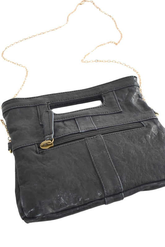 Genuine leather Art Wood black bag