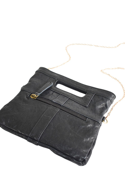 Genuine leather Art Wood black bag