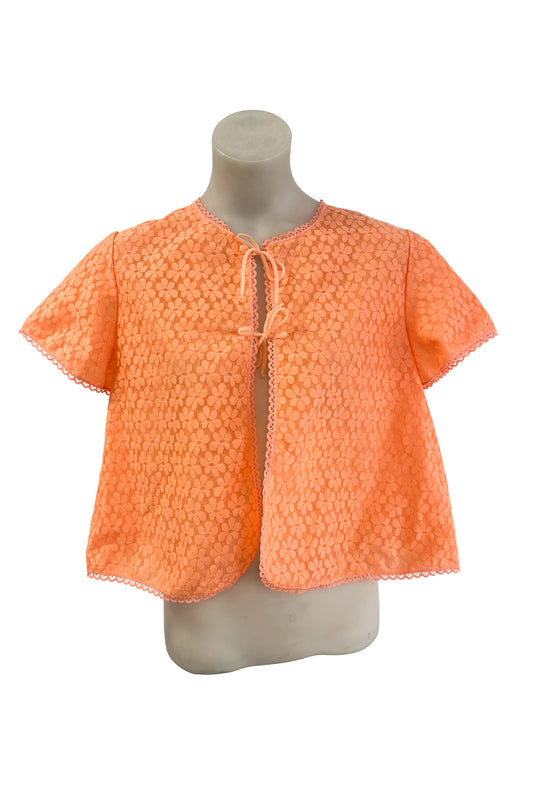 Vintage coral lace tie top, S