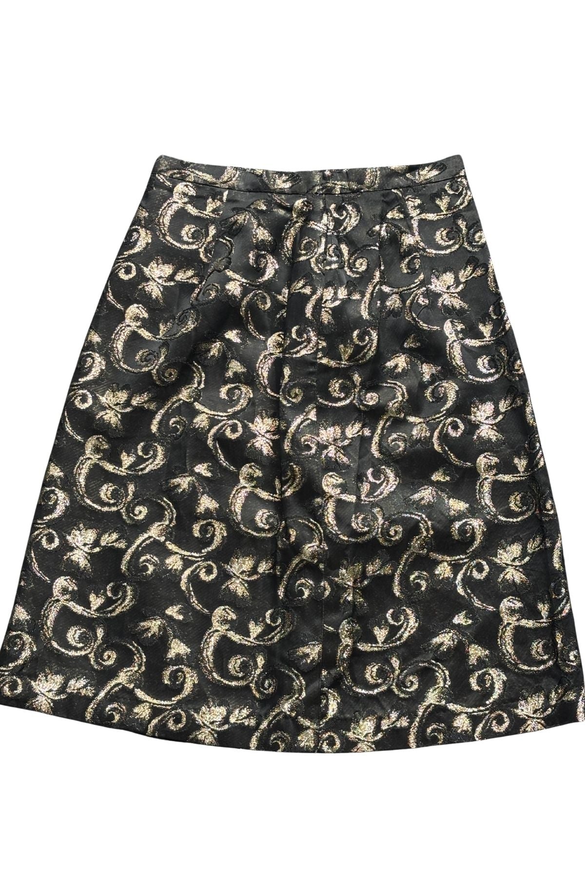 1960's Beau Catcher NZ made black + gold pencil skirt, XS