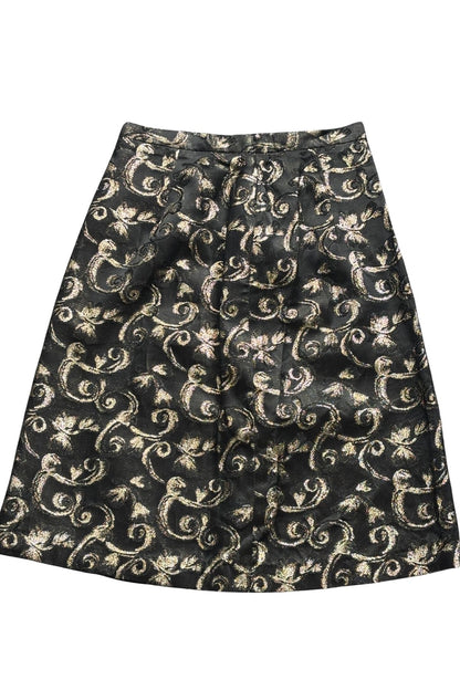 1960's Beau Catcher NZ made black + gold pencil skirt, XS