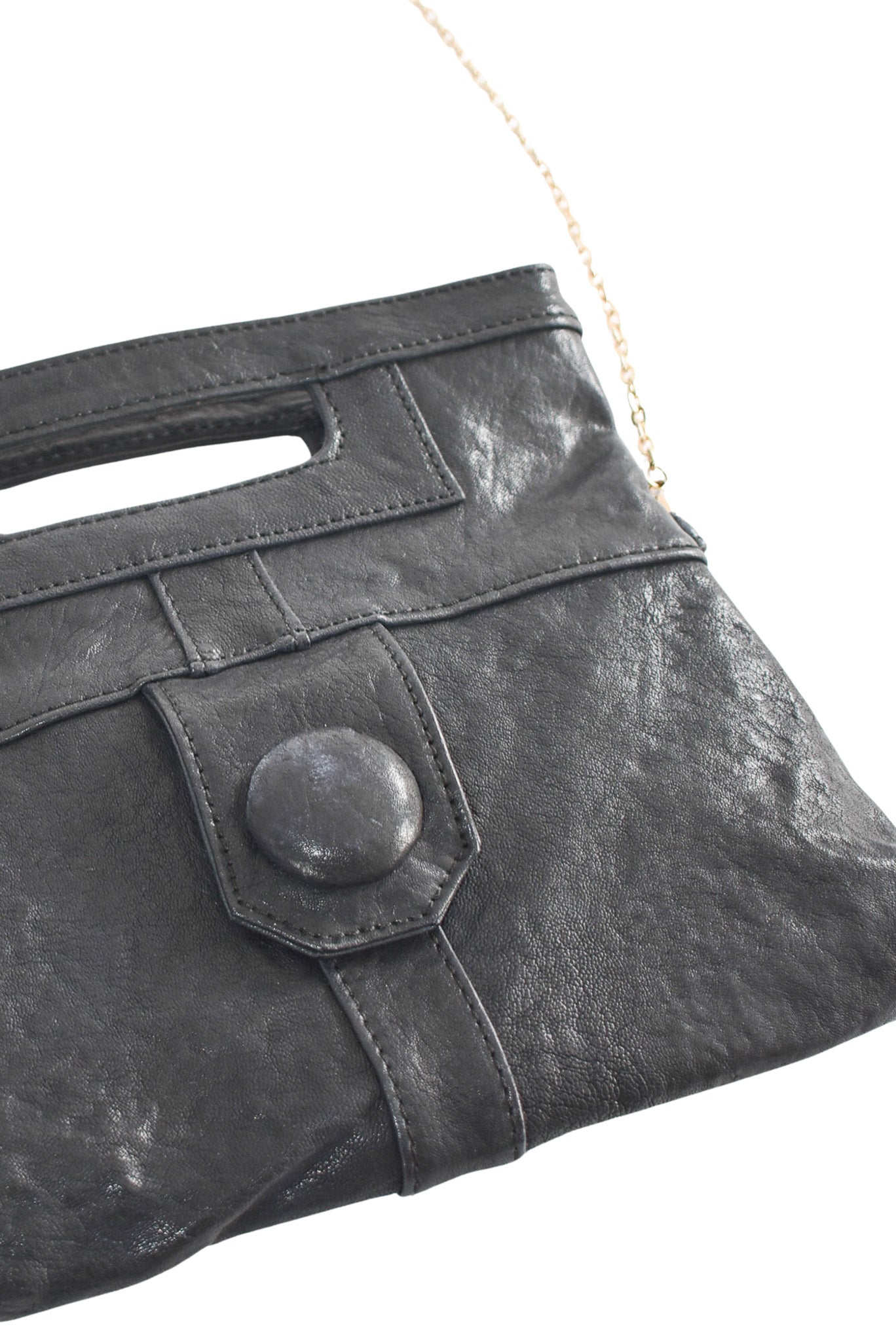 Genuine leather Art Wood black bag