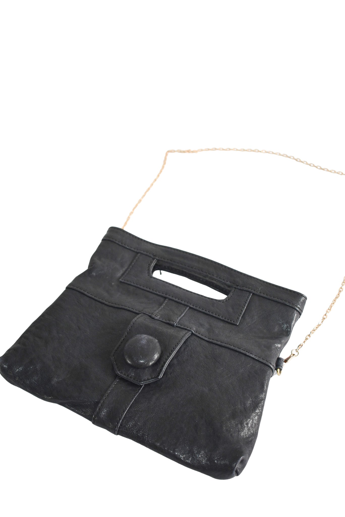 Genuine leather Art Wood black bag