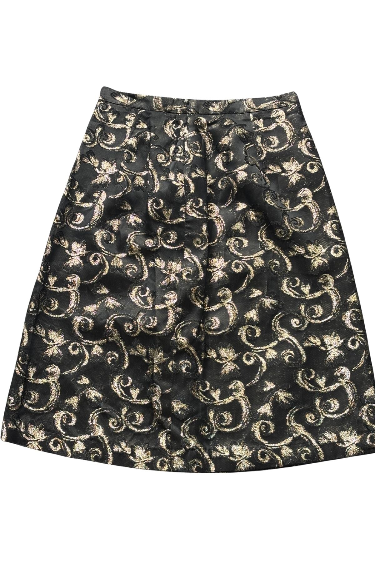 1960's Beau Catcher NZ made black + gold pencil skirt, XS