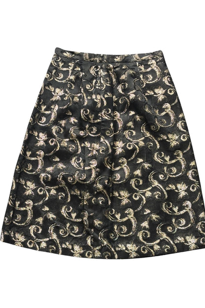 1960's Beau Catcher NZ made black + gold pencil skirt, XS