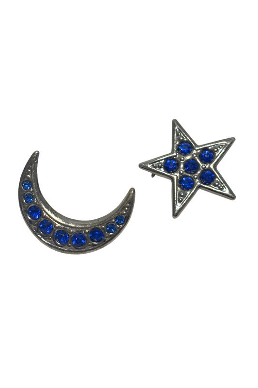 Starry night blue gem brooch pair