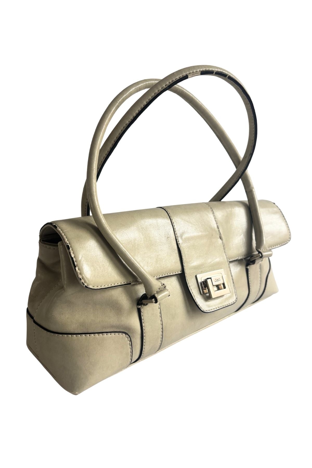 Jag cream vinyl leather handbag