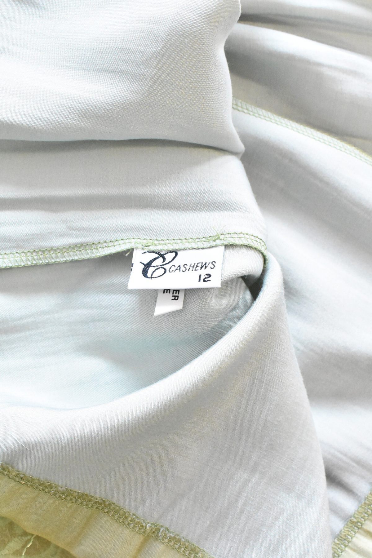 Cashews NZ made sage green mesh floral top, 12