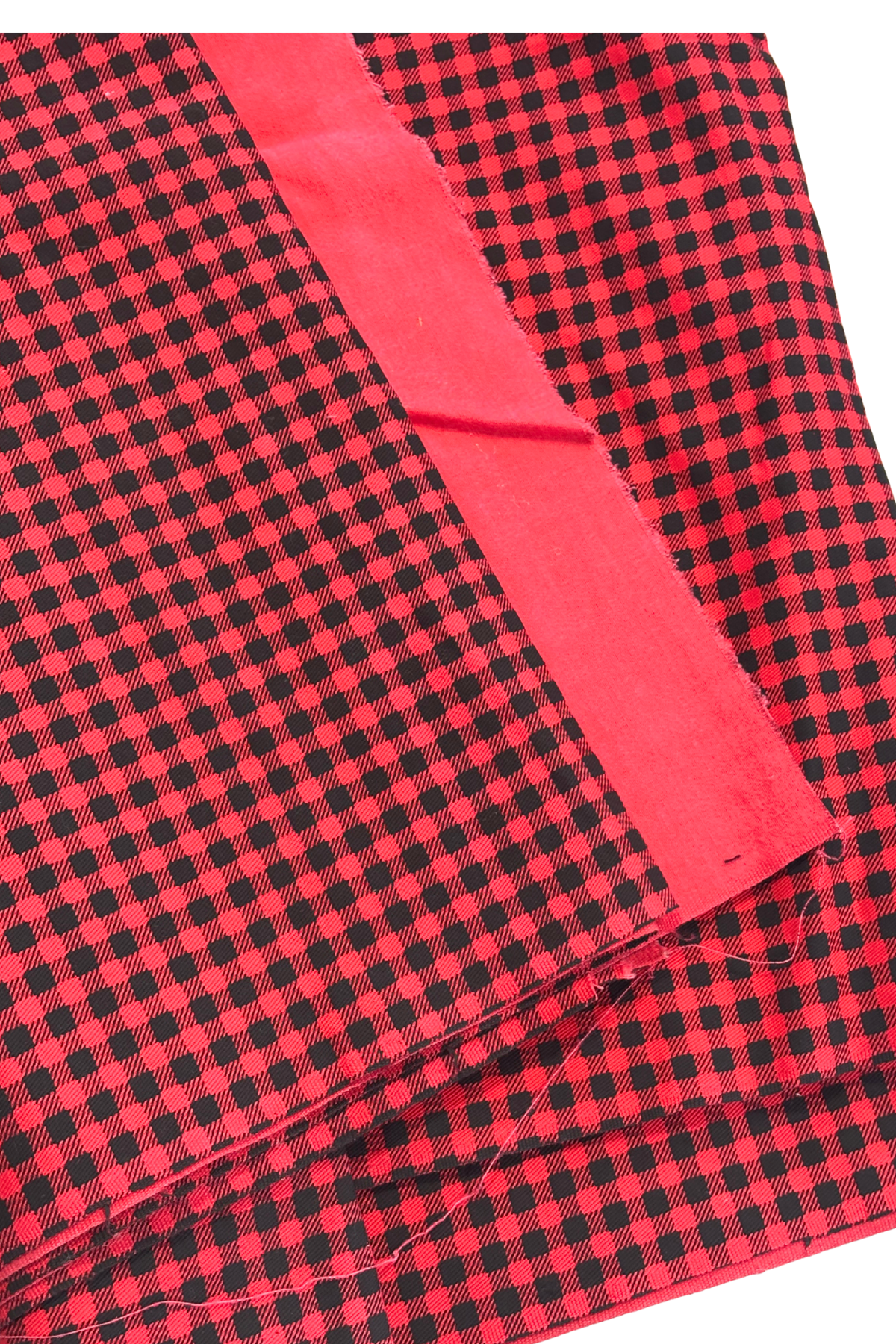 Red + black plaid denim fabric