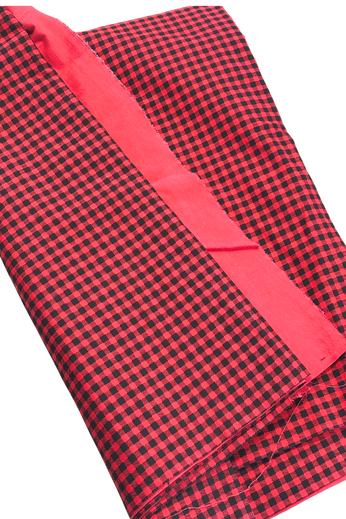 Red + black plaid denim fabric