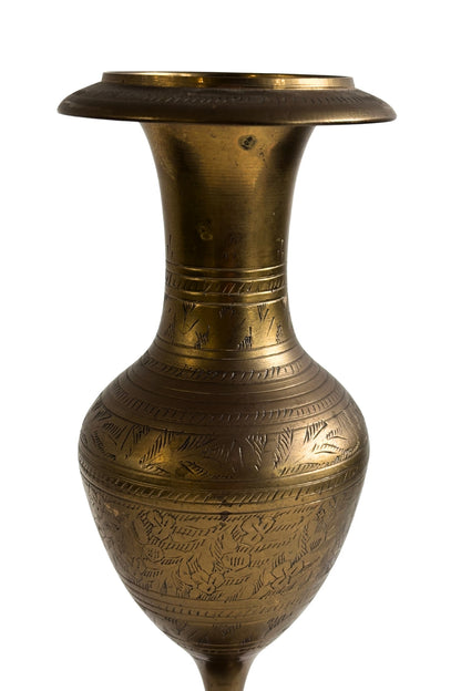 Vintage Etched Brass Vase